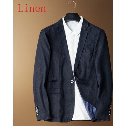 2021 classic High Quality Linen Suit Men Spring Pure Color Youth Casual Coat Single Breasted Blazers Men Suits Plus Size M-4XL
