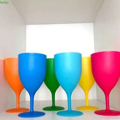6pcs/set of Frosted Plastic Wine Glasses Cocktail Champagne Goblet Picnic Bar Party Drinking Glasses Colorful Frosted Goblet Set