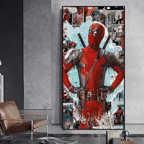 Marvel Watercolor Spiderman Deadpool Canvas Painting Graffiti Art Posters Prints Wall Art Pictures for Living Room Decor Cuadros