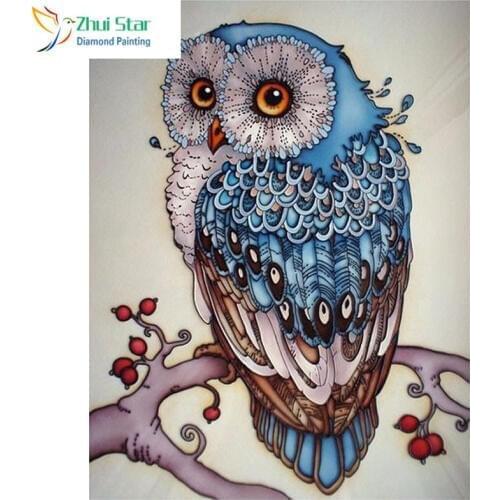 5D DIY Diamond Painting Owl Cross Stitch Lovely Blue Owl Animal Needlework Home Decorative 3D Full Square Diamond Embroidery zx