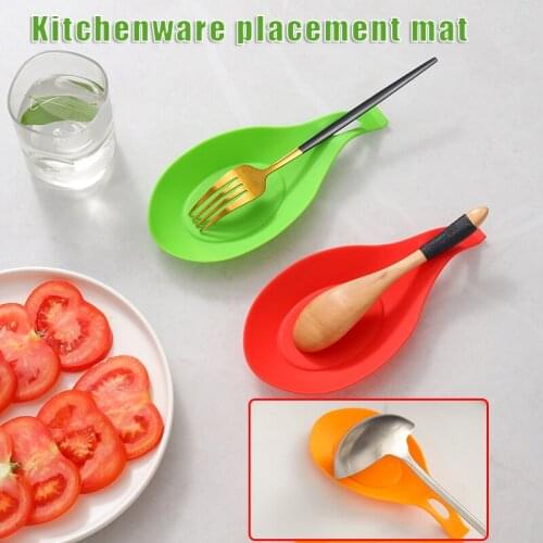 Large Silicone Spoon Rest Non-Slip Slope Design Counter Spatula Tableware Holder Soft & Safe Easy to Clean Material SCIE999