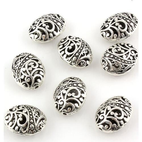10pcs 11x17x22mm Trendy Tibetan Silver Plated Ellipse Shaped Hollow Spacer Bead DIY Jewelry Making Bracelets