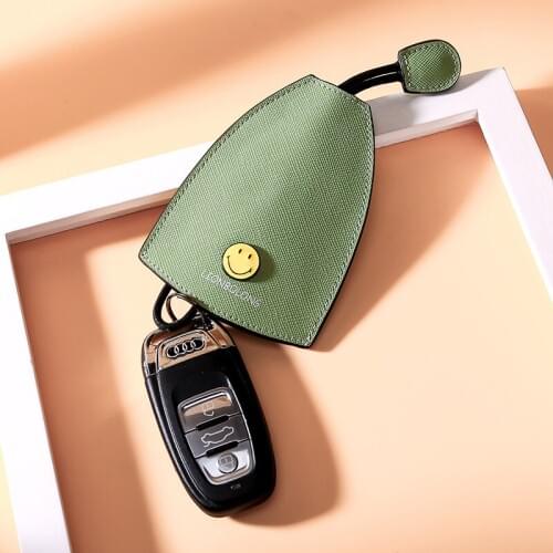 Smiley Pulling Car Key Household Genuine Leather Key Cover