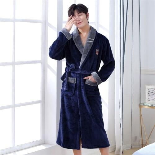 Winter Flannel Casual Nightwear Soft women Kimono Robe Thick Home Clothing Warm Sleepwear Pocket Bathrobe Nightdress Negligee