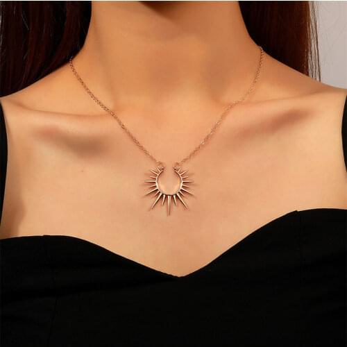Exquisite Sun Flower Pendant Necklace Golden 18 K Chain Choker Women Necklace Bijoux Femme Accessories