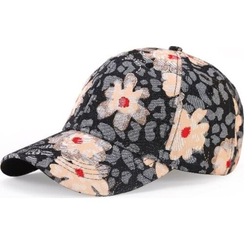 Summer embroidery flower hat cotton baseball cap female breathable mesh girls elastic hip-hop fashion female hat adjustable
