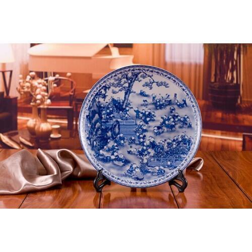 Chinese Antique Blue White Porcelain Wall Decorative Ceramic Plates For Wall Hanging