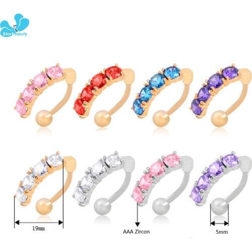 Big 4 Zircon Belly Button Ring Body Piercing Navelring Jewelry 14G 316L Surgical Steel Nickel-free free shipping