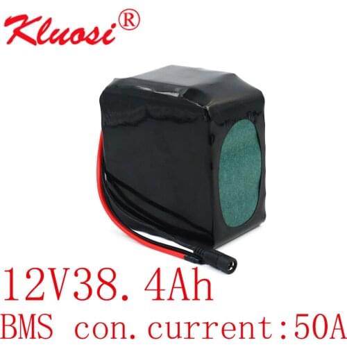 KLUOSI 12V 38.4Ah 3S12P High-power 12.6V Lithium Battery Pack for Inverter Solar Sightseeing Car Childrens Car with 50A BMS