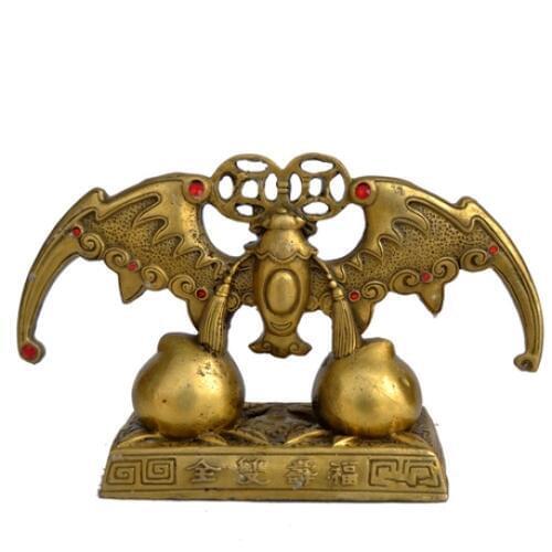 ! A bat Fu Shou Fu copper ornaments to enjoy both felicity and longevity more life to bat Peach-Shaped Mantou ornaments