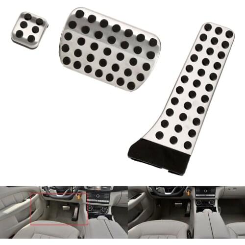 Stainless Steel Parking Brake Fuel Pedals Pad Non-Slip Accelerator Pedal Cover Fit For Mercede Benz C E GLK GLS SLK Class Car