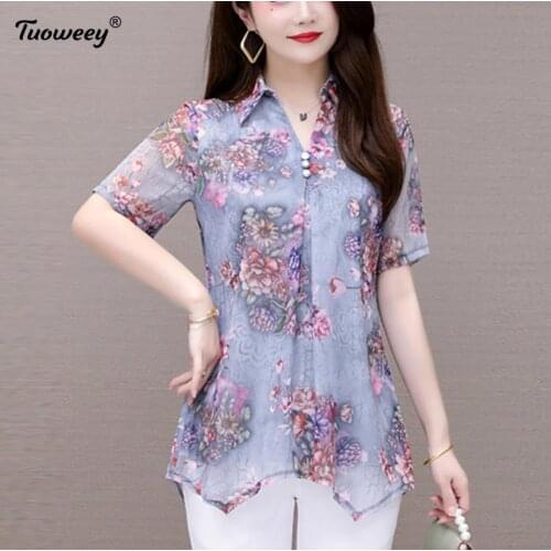 New turn down Collar Pullover Blouse Women Tops Chiffon Office Lady short Sleeve White Red Womens Blouse Shirt Blusas Mujer