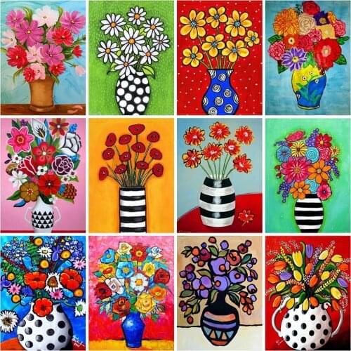 New Arrivals 5D DIY Diamond Painting Flowers Embroidery Kit Vase Cross Stitch Mosaic Rhinestones Pattern Wall Arts Home Decor