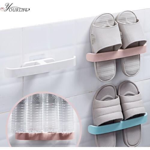 OYOURLIFE Bathroom Wall Mounted Slippers Hanger Shoe Organizer Family Storage Shoe Rack Can Space Saving Hanging Shoe Box