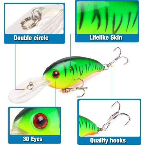 10PCS 14G 10.5cm Big Fishing Lures Minnow Crank Bait Crankbait Bass Tackle Treble Hook bait wobblers