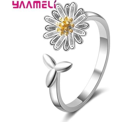 Romantic Real 925 Sterling Silver Rings For Women Exquisite Adjustable Opening Ring Femal Fashion Jewelry Accessories