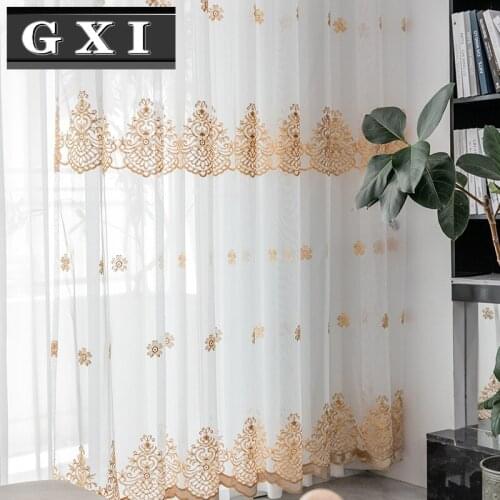 White Wavy edge Luxury Sheer Curtains Panels Floral Embroidery for Living Room Bedroom Privacy Translucent Window Tulle Drapes
