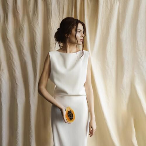 Tailor shop custom made pure silk heavy silk 40mm wedding dress silk satin simple forest travel brides backless small trailing