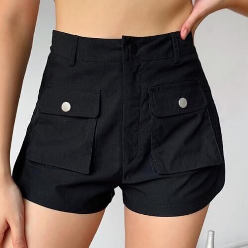 SALSPOR Pocket Women Yoga Shorts Black Push Up Training Running Gym Sport Shorts Loose Yoga Outdoor Female Cargo Shorts