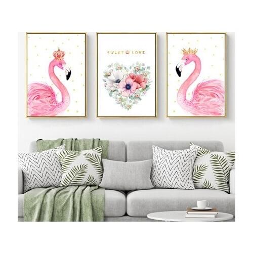 Nordic 5D Diy New Diamond Full Diamond Embroidery Triple Living Room Simple Modern Bedroom Fresh Flamingo Pink Drill