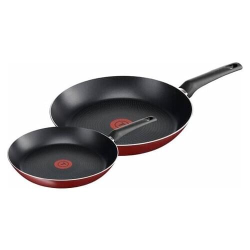 Tefal Essential Frypans 20cm + 26cm Set of 2 Red