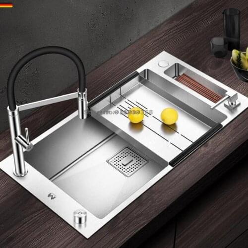 Thick 304 Stainless Steel Kitchen Manual Sink Single Tank Size Package Sink Bowl With Drain