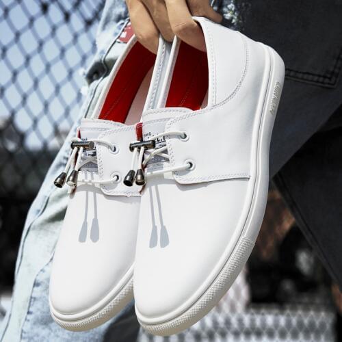 Men Casual Leather Shoes Fashion Formal Office Business Leisure Walk Gentleman Footwear High Quality Lace-up Solid White Shoes