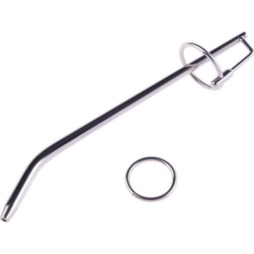 Long Bend Sound Stainless Steel Male Urethral Plug with Ring Erotic Urethral Dilatator Stretching PlugProducts Penis Sex Toy