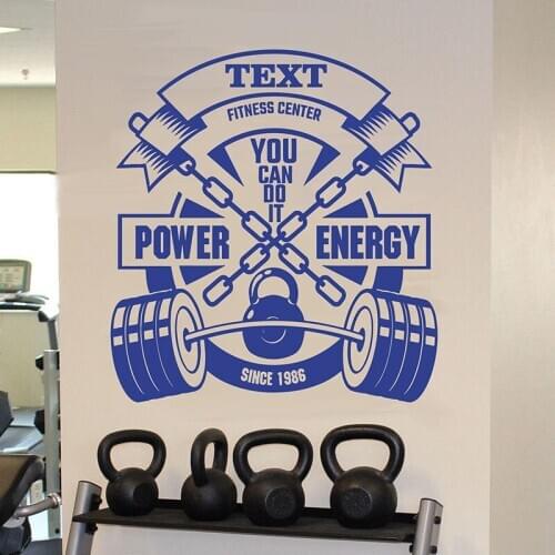 YOYOYU Fitness Center Vinyl Wall Sticker Personalized Gym Name Removable Decal Gym Center Bedroom Decoration Poster ZX356