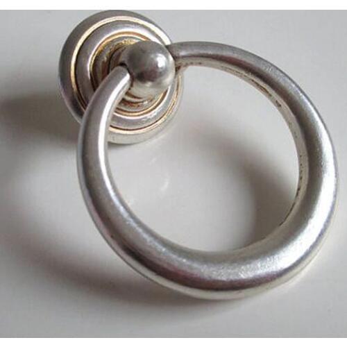 Vintage distress silver drop rings drwer cabinet knobs pulls antique silver dresser kitchen cabinet door rings handles knobs