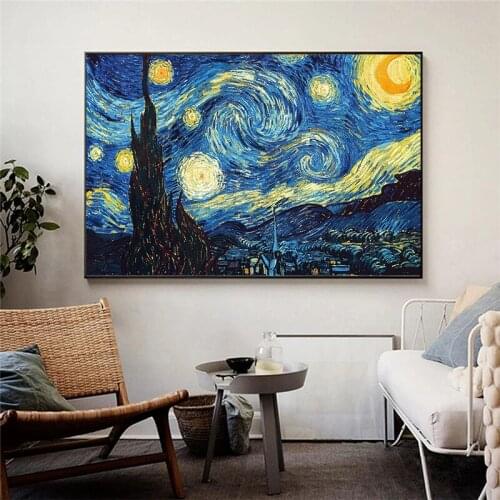 Famous Art Prints Van Gogh Starry Night Canvas Print Posters and Prints Canvas Painting Wall Art Picture Living Room Home Decor