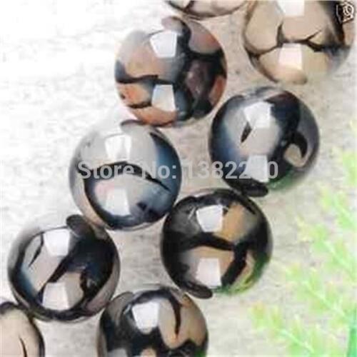 10mm Black Dragon Veins Round Onyx Loose Beads 15" Fashion jewelry DIY handmade beads