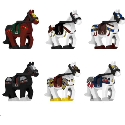 6Pcs Animal World Military Series Three Kingdoms War Horse MOC Accessories Building Blocks Toys Gifts