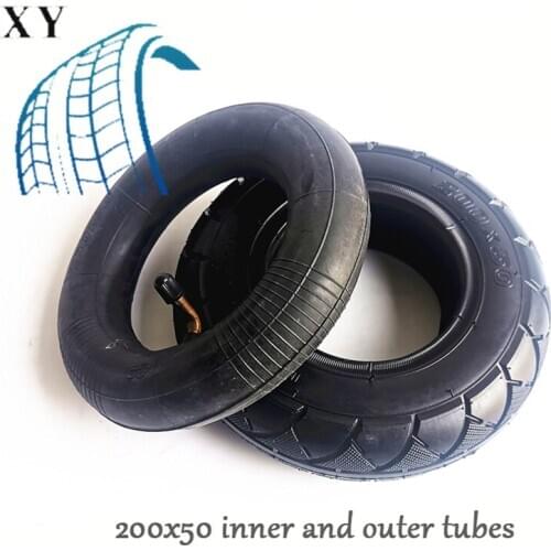 8 inch 200x50 Inner and Outer Tire Non Pneumatic Solid Tire, Red Belt Punch Wheel Hub, Brake Disc, Motor Special Solid Tire