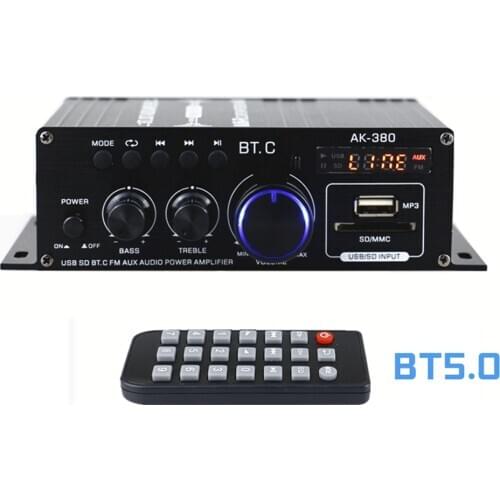 AK380 40W+40W Mini Audio Power Amplifier Portable Sound Amplifier Speaker Amp for Car and Home