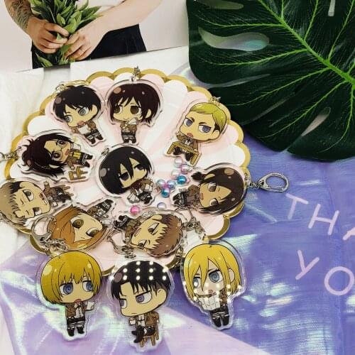 Anime Attack on Titan Eren Jager Mikasa Ackerman Acrylic Keychains Pendant Charm Keyring Decorate Cartoon Ornaments Cute Gift