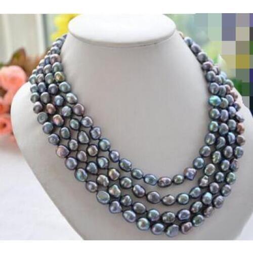 Free shipping fine jewelry Long 60" NATURE BLACK BAROQUE freshwater pearl necklace