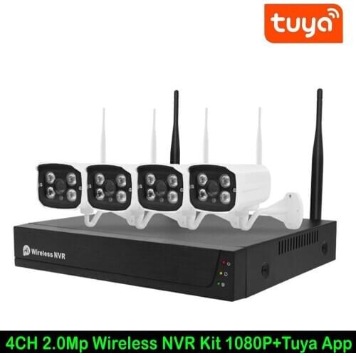 1080P 2MP Wireless Surveillance System Kit Home Security IP Camera System Outdoor WIFI IR Camera NVR kit Tuya APP Support