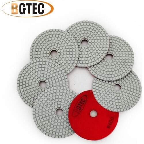 BGTEC 4inch 7pcs #400 wet diamond flexible polishing pads 100mm sanding disc for granite, marble, ceramic