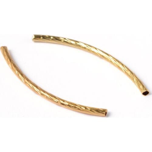 Wholesale 50pcs 35mm Curved Brass Tube Spacer Beads Golden Brass for Bracelet Necklace Jewelry Findings Making DIY