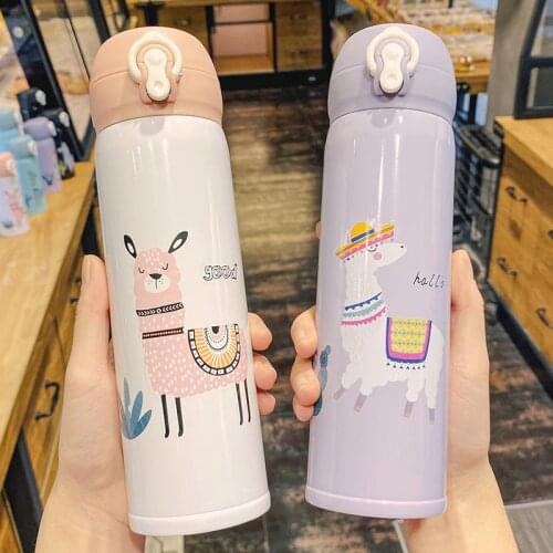 Stainless Steel Water Bottle Cute Print Child Insulated Bottle Vacuum Cup Womens Mens Travel Picnic Drinking Bottle Coffee Cup