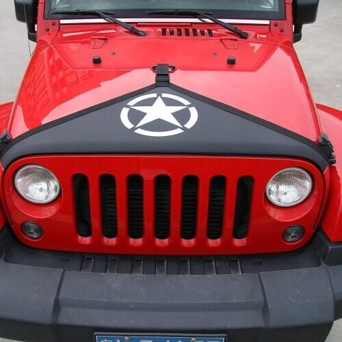 Chuang Qian Black Front Hood Cover Star Style Hood Protective Bra Cover Kit For Jeep Wrangler JK 2007-2018