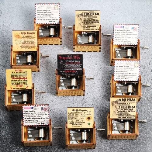 Hand Crank Wooden Music Box Creative Gifts Birthday Present to Wife Valentines Day Mothers Day to Dad Girlfriend Halloween