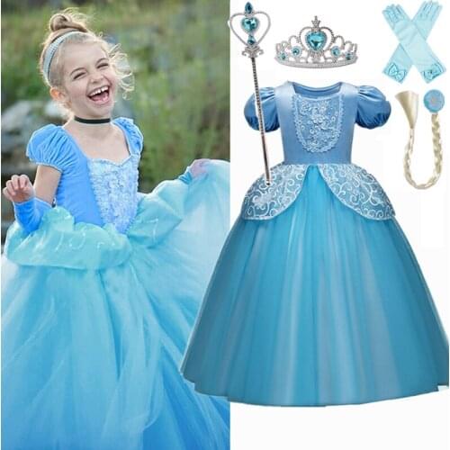 Dress For Children Girls Carnival Frocks Cosplay Fancy Costumes Halloween Birthday Princess Party White Gown For Little Girl