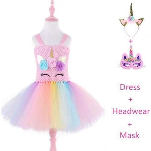 Girl Flower Pony Unicorn Childrens day Dress Fluffy Kids Wedding Birthday Party Tutu Dresses Halloween Cosplay peacock dresses