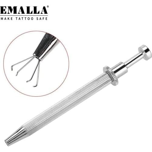 EMALLA 1PCS Prong Holder Stainless Steel Prong Tweezer Catcher Grabber Piercing Pliers Tool Piercing Supplies Tattoo Accessories