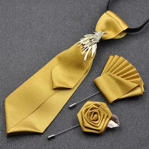 New male mens female Bow tie female unisex photo studio groom best man wedding casual long hand-free collar tie 3piece set