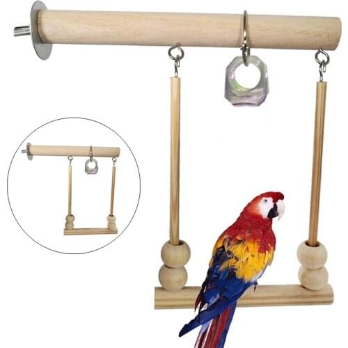 Bird Swing Toy Wooden Parrot Perch Stand Playstand with Chewing Beads Cage Sleeping Stand Play Toys for Budgie Birds