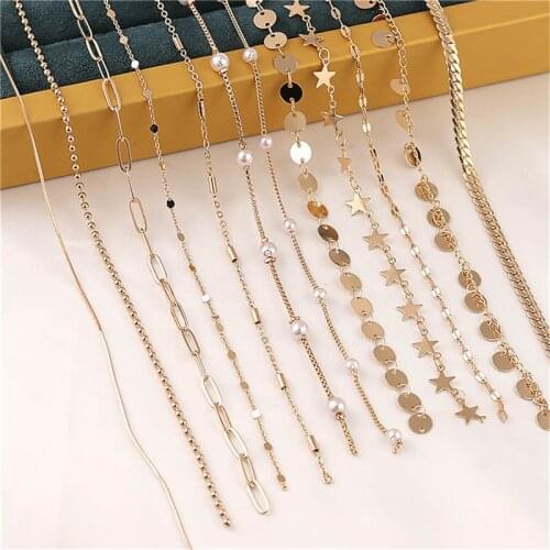 Julie Wang 2 Meters Copper Chain Link Snake Beads Chain Star Round For Bracelet Necklace Jewelry Making Accessory