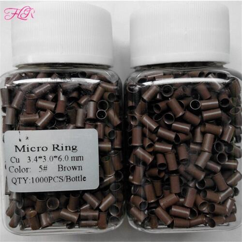 7000Pcs Hair Extension Micro Ring 3.4x3.0x6.0mm Flared Copper Micro Ring Multi Color Black Brown Blonde Micro Link Bead Tools